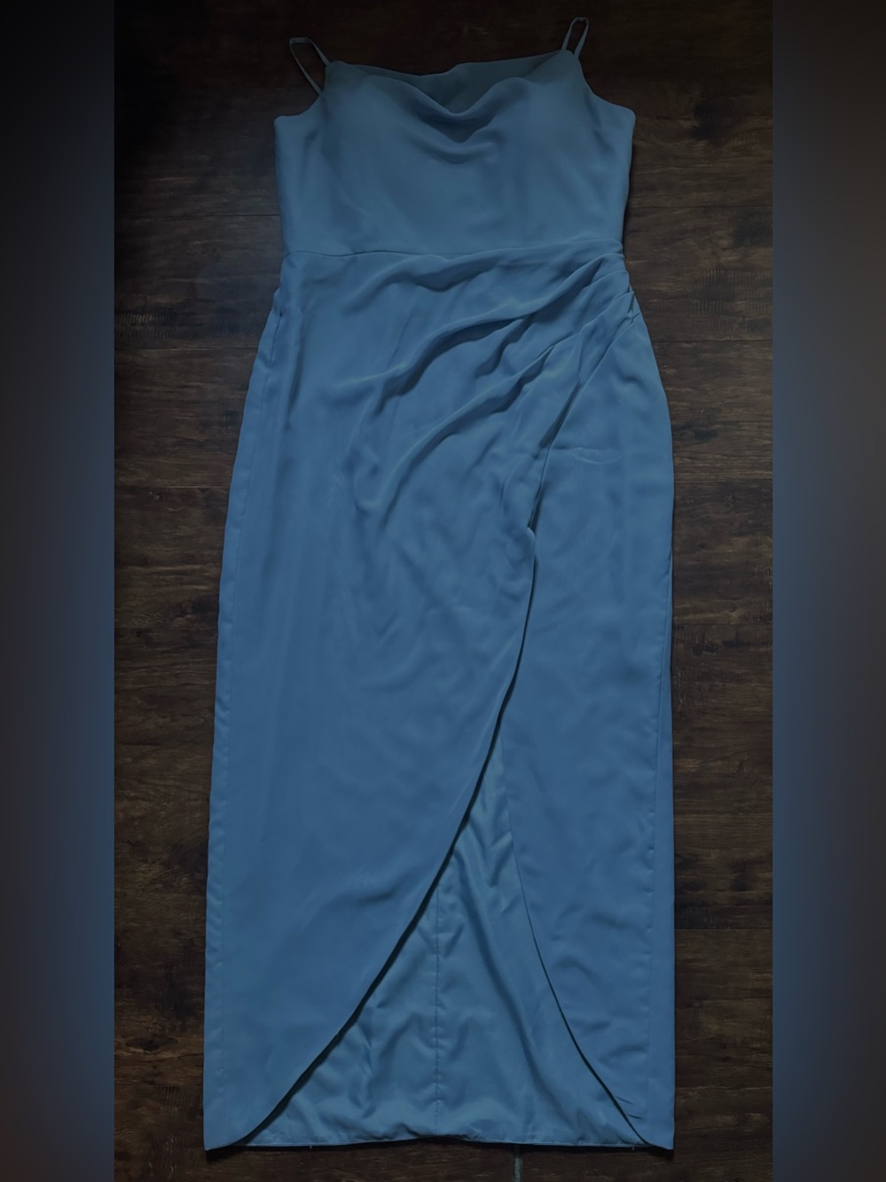 Christina Wu Women’s Light Blue Chiffon Draped Dress, Sz 20. Like New